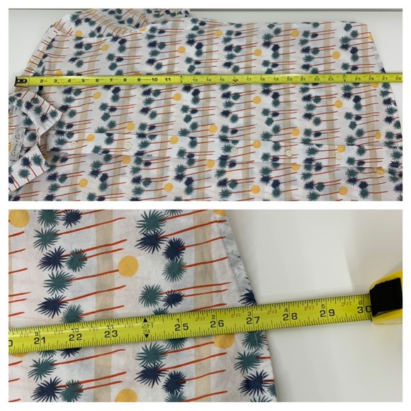 Men’s Cotton & Co Palm Tree Short Sleeve Casual Button Up Shirt Size Medium - Picture 16 of 16